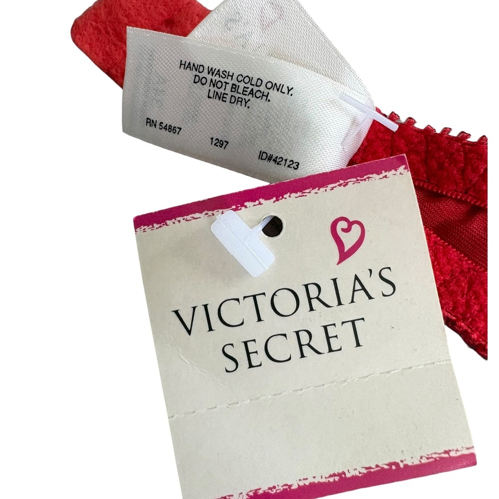 Victoria's Secret Vintage 90's Red Gold Floral Lace Underwire Bra 34A Deadstock - Picture 4 of 8